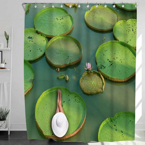 

Lotus Leaf Print Shower Curtain, Multicolor