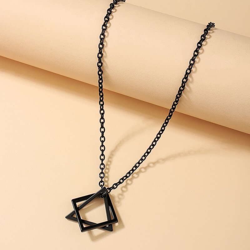 

Geo Pendant Necklace, Black