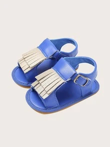 Sandalias de bebé niña con fleco - Azul - Ver 1