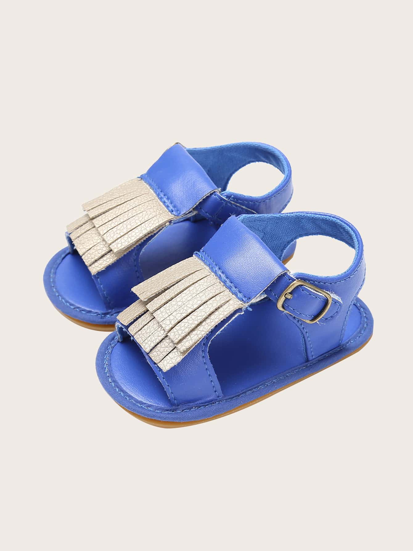 Sandalias de bebé niña con fleco - Azul - Ver 1