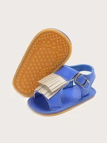 Sandalias de bebé niña con fleco - Azul - Ver 2