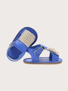 Sandalias de bebé niña con fleco - Azul - Ver 3