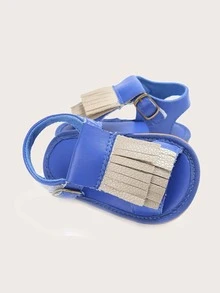 Sandalias de bebé niña con fleco - Azul - Ver 4