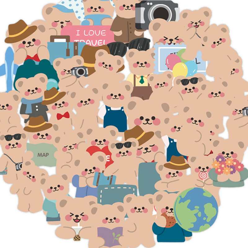 

50pcs Bear Pattern Sticker, Multicolor