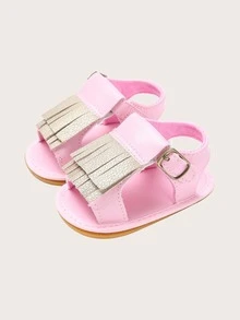 Sandalias de bebé niña con fleco - Rosa - Ver 1