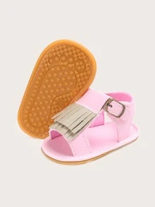 Sandalias de bebé niña con fleco - Rosa - Ver 2