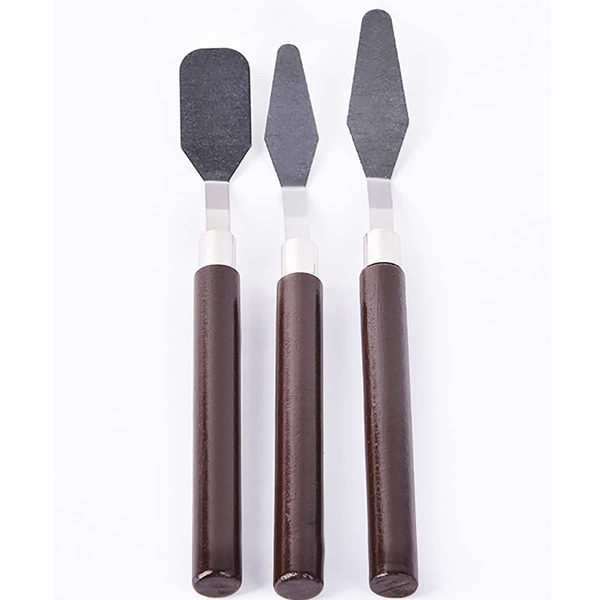 

3pcs Wooden Handle Paint Spatula, Multicolor