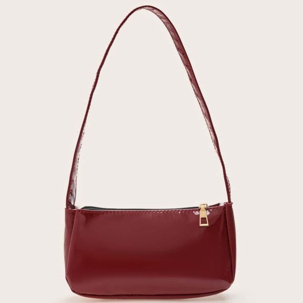 

Patent Leather Baguette Bag, Burgundy