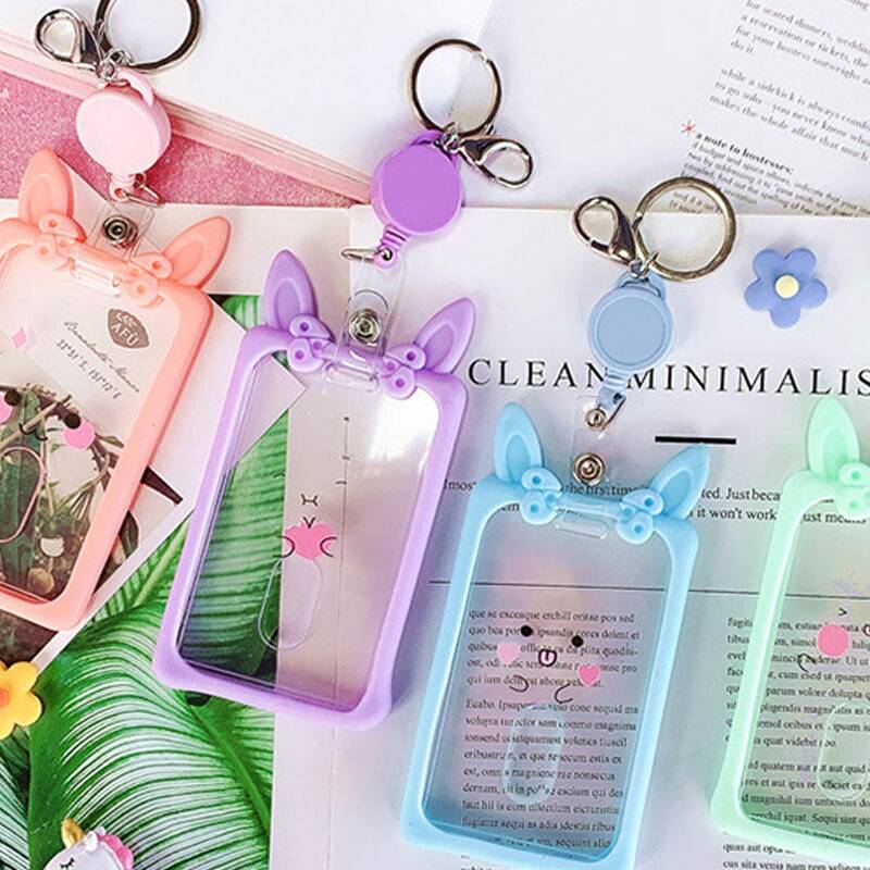 

1pc Cartoon Rabbit Random Clear Card Cover, Multicolor