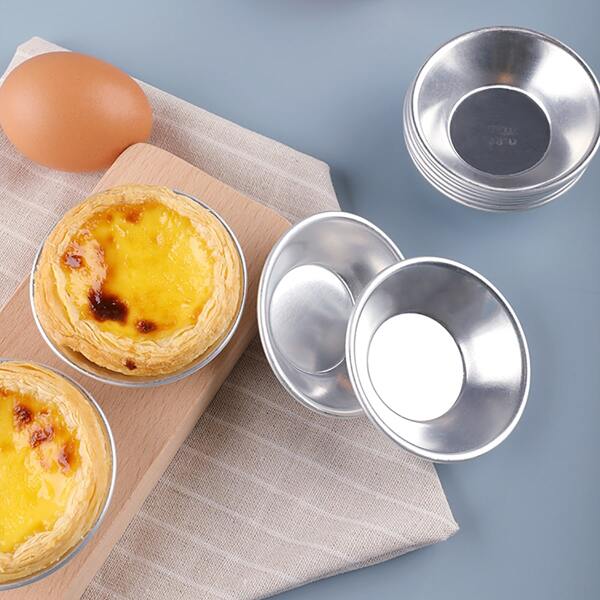 

10pcs Aluminum Foil Egg Tart Mold, Silver