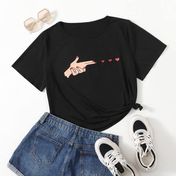 

Plus Hand And Letter Graphic Tee, Black