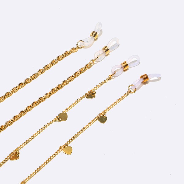 

2pcs Heart Charm Glasses Chain, Gold