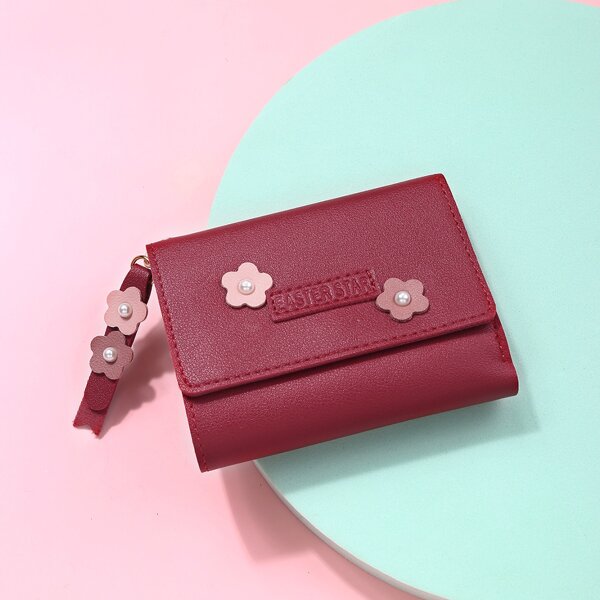 

Flower & Faux Pearl Detail Small Purse, Red