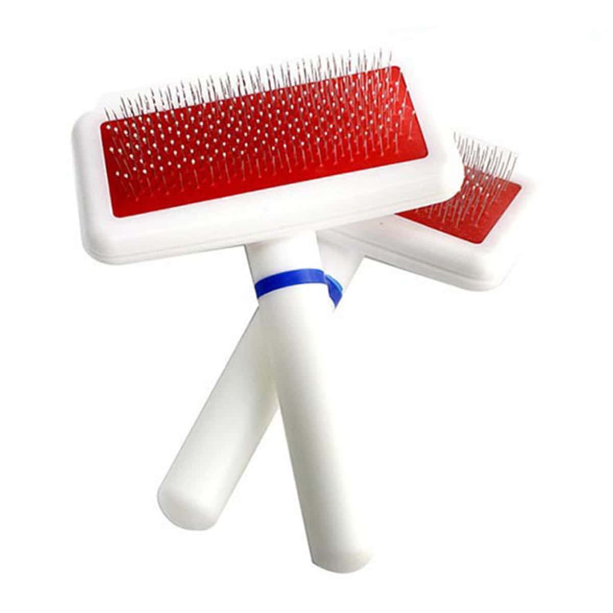 

Stainless Steel Airbag Pet Comb, Red and white