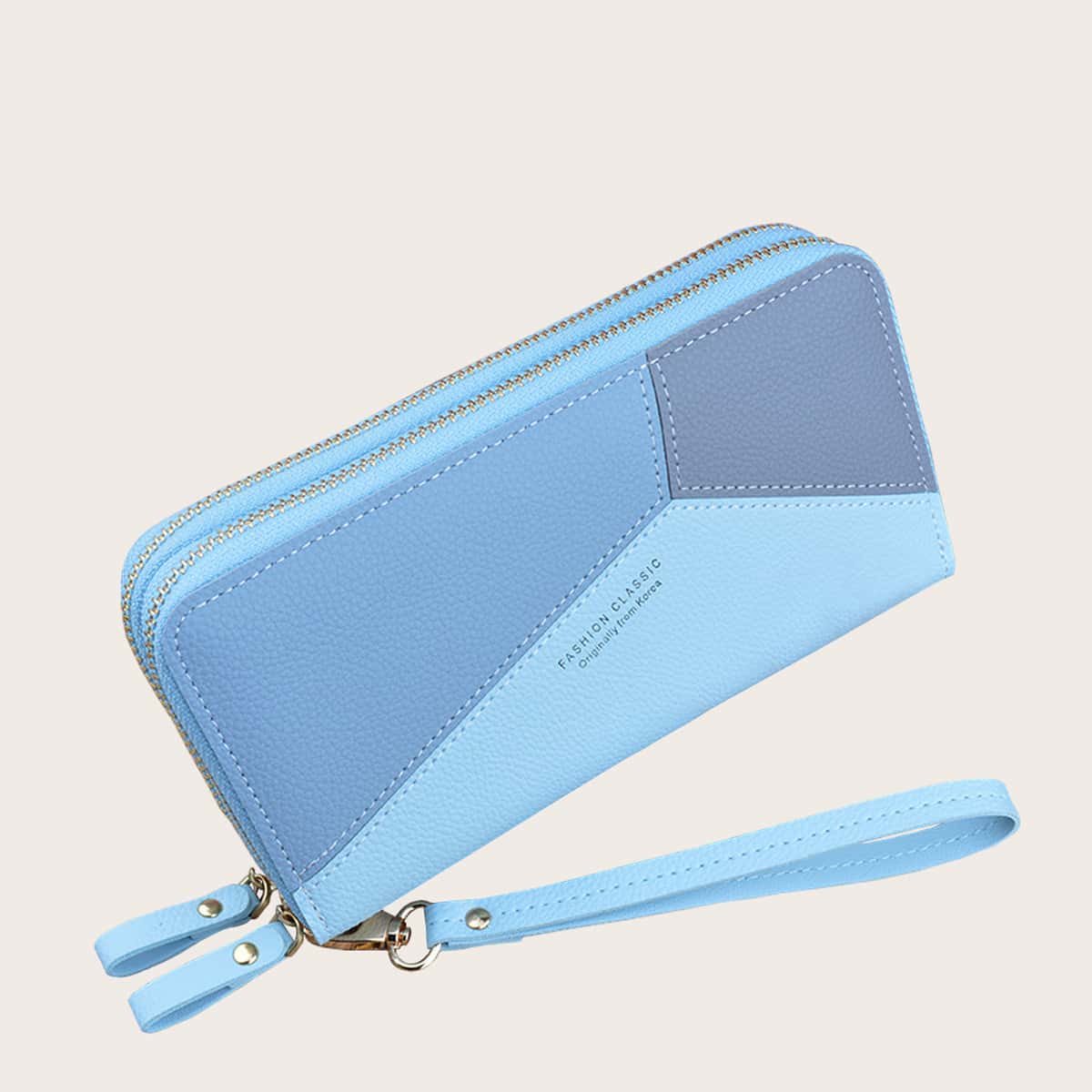 

Color Block Long Purse, Blue
