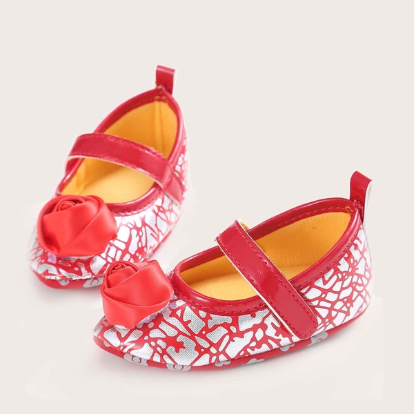 

Baby Girl Metallic Floral Decor Flats, Red