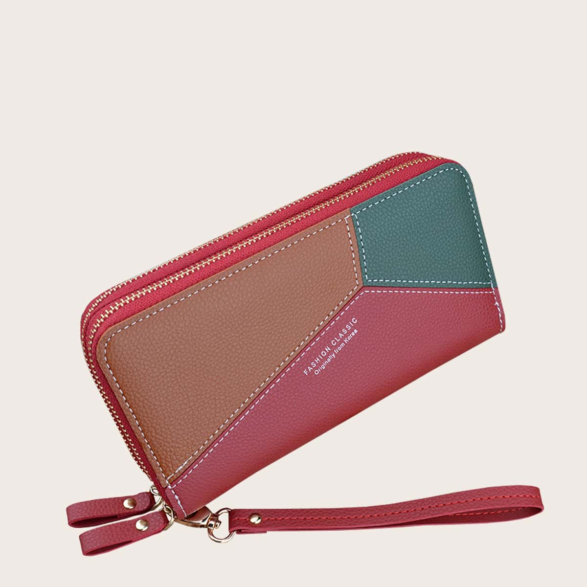 

Color Block Long Purse, Red