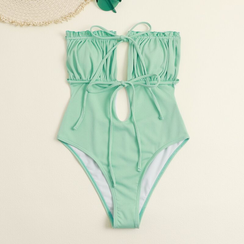 

Ruched Bust Frill One Piece Swimsuit, Mint green