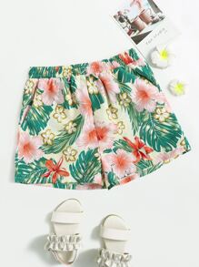 SHEIN Quần Short Gái Túi Nhiệt đới Boho - Nhiều màu - Xem 1