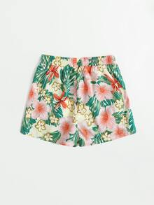 SHEIN Quần Short Gái Túi Nhiệt đới Boho - Nhiều màu - Xem 2