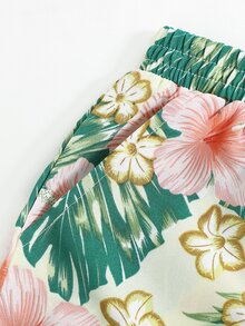 SHEIN Quần Short Gái Túi Nhiệt đới Boho - Nhiều màu - Xem 3