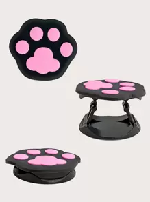 Paw Print Shaped Pop-Out Phone Grip - Black - View 1