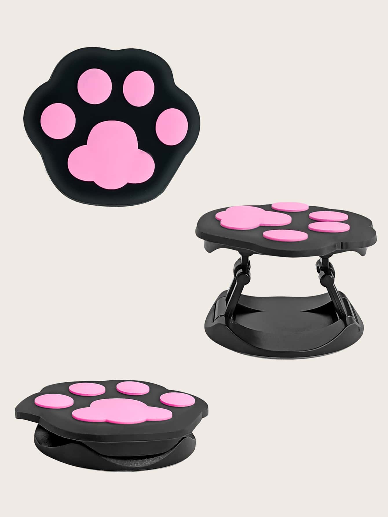 Paw Print Shaped Pop-Out Phone Grip - Black - View 1