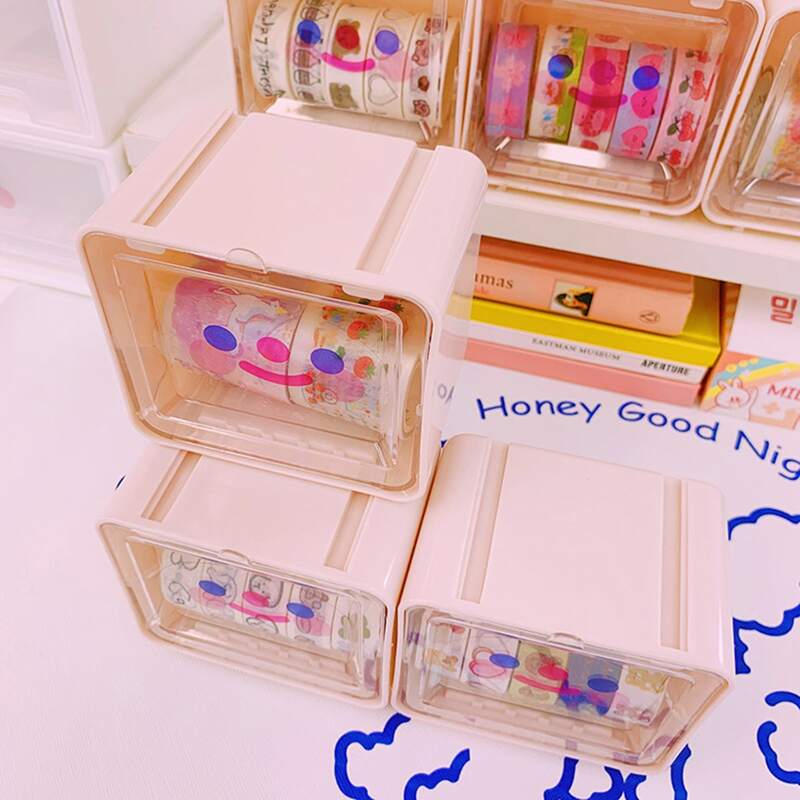 

1pc Clear Storage Box, Beige