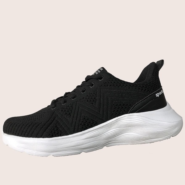 

Men Lace-up Front Knit Sneakers, Black