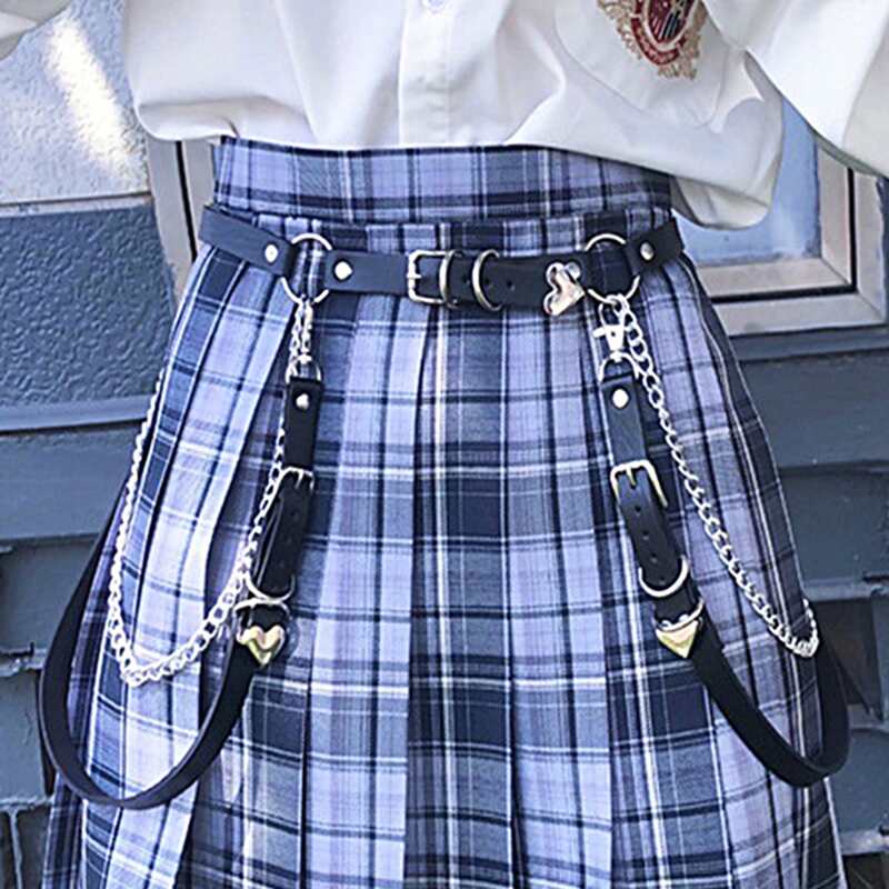 

Ring Buckle Belt With Pants Chain, Black