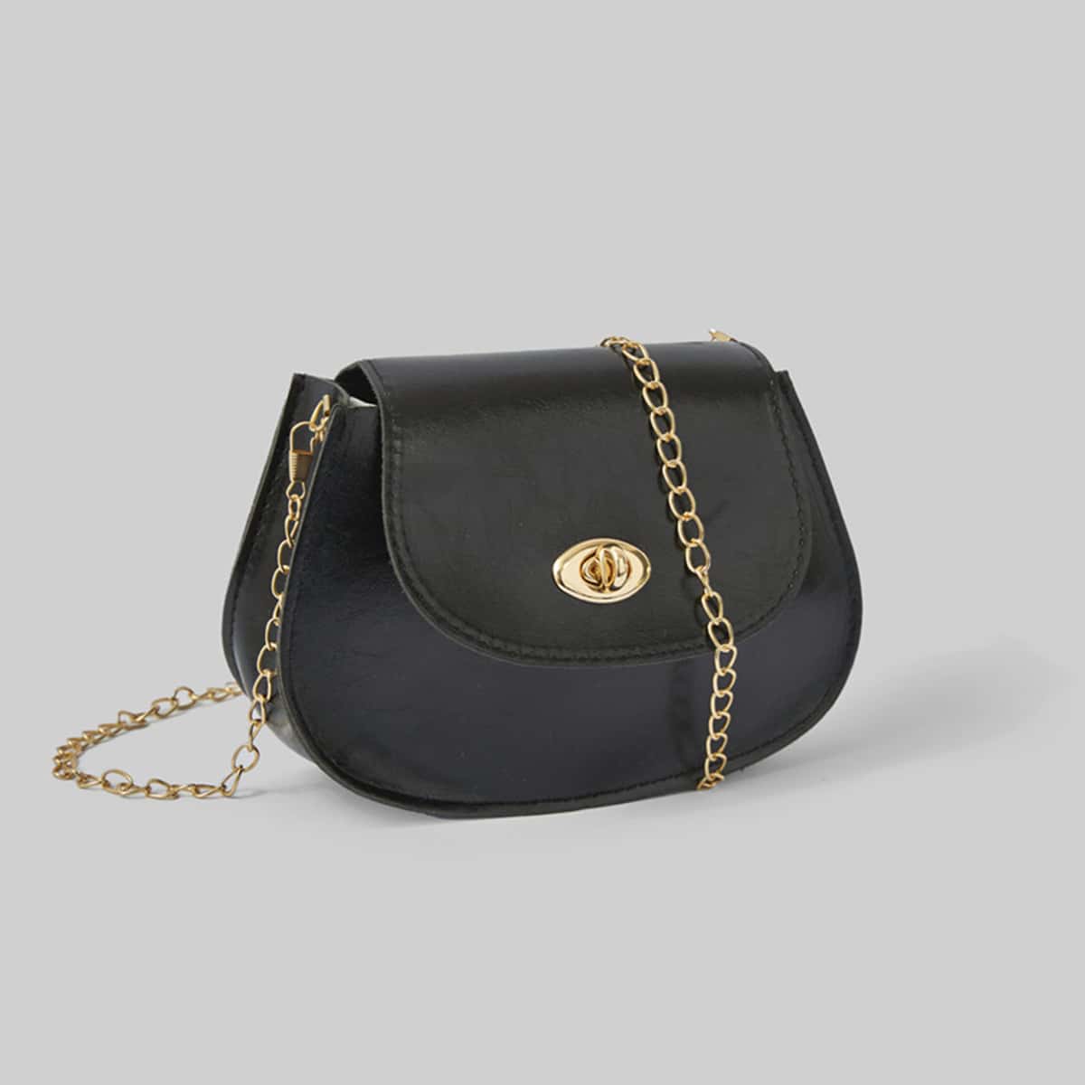 

Solid Chain Saddle Bag, Black