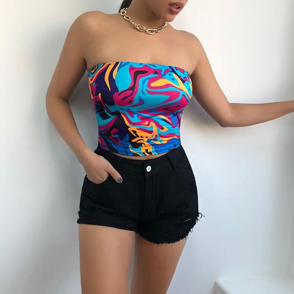 

Allover Print Tube Top, Multicolor