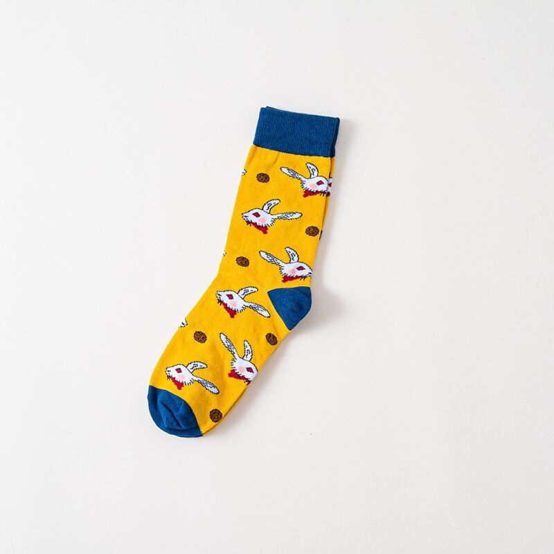 

1pair Cartoon Crew Socks, Yellow