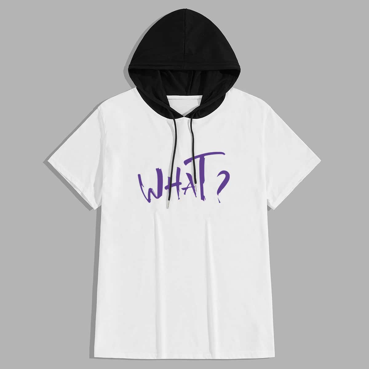 

Guys Letter Hooded Drawstring Tee, Black and white