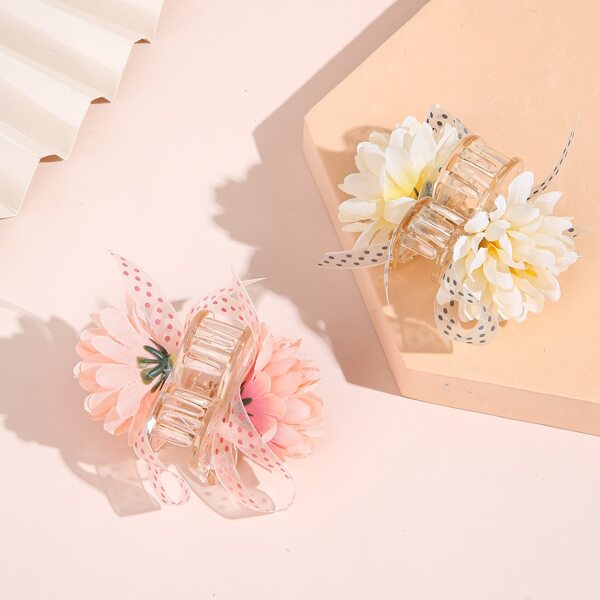 

2pcs Flower Design Hair Claw, Multicolor