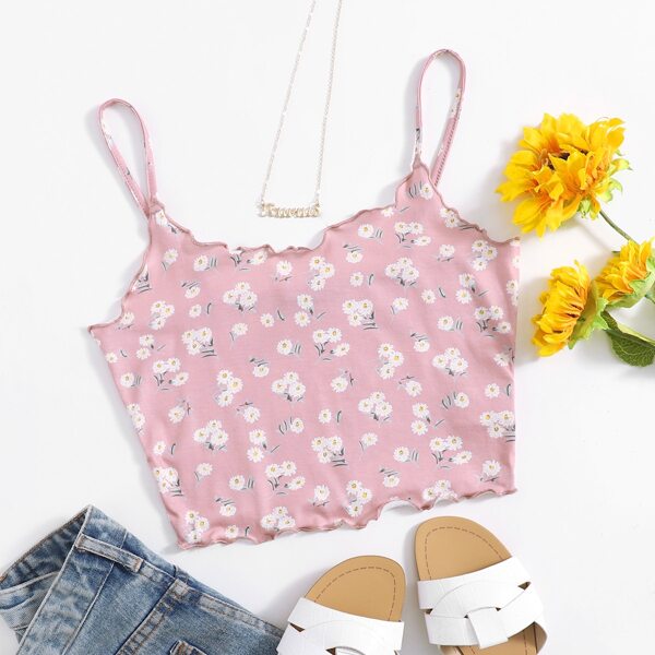 

Lettuce Trim Daisy Floral Cami Top, Baby pink