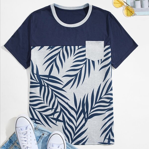 

Men Plants Print Pocket Tee, Multicolor