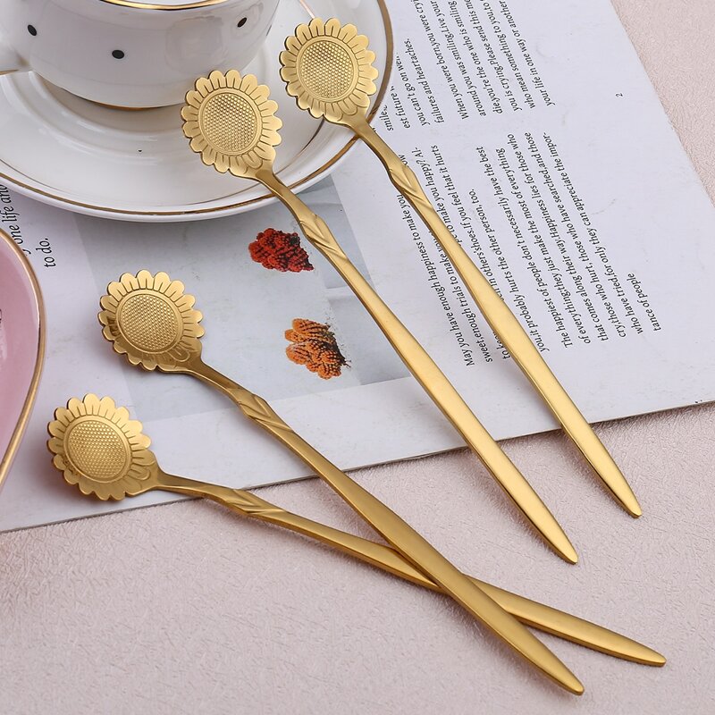 

4pcs Sunflower Spoon Set, Gold