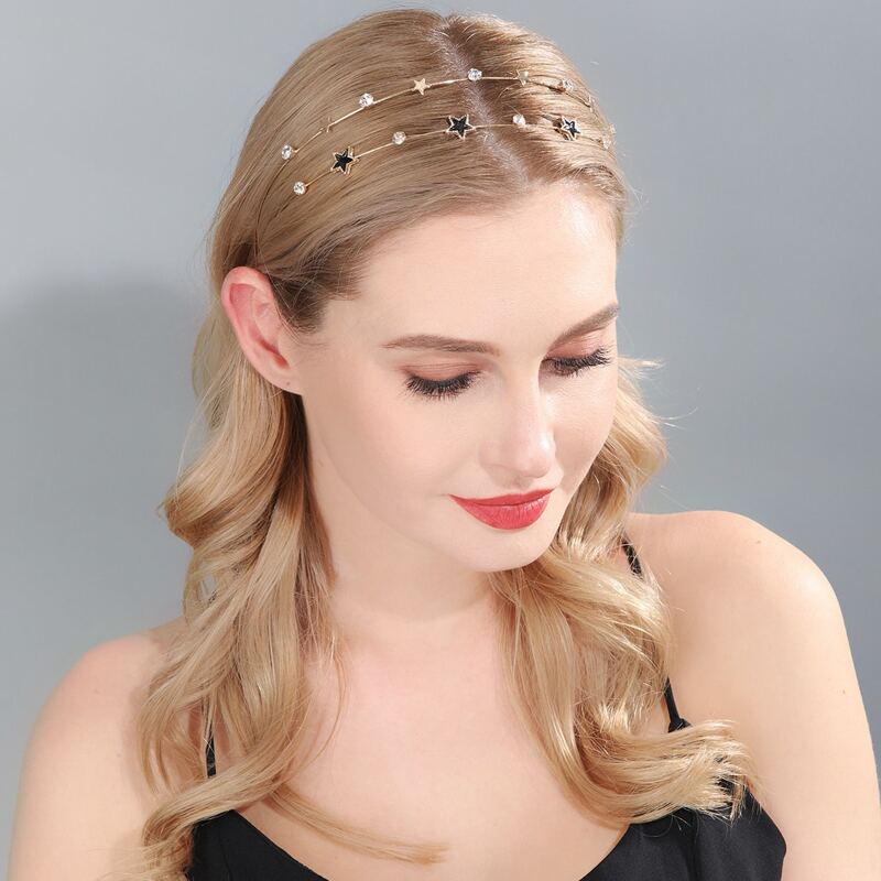 

Rhinestone Star Design Headband, Gold