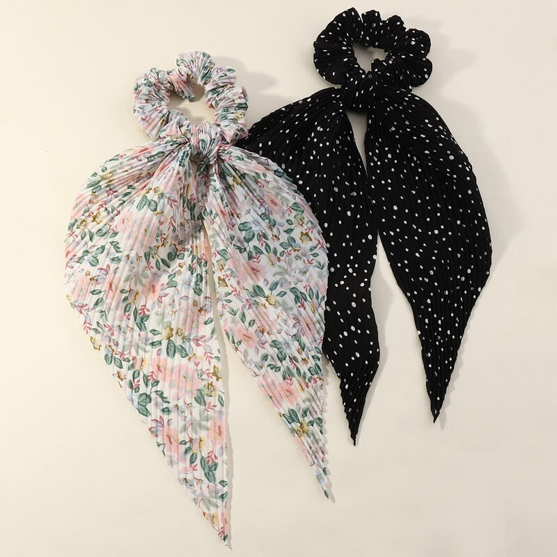 

2pcs Floral Print Scrunchie Scarf, Multicolor