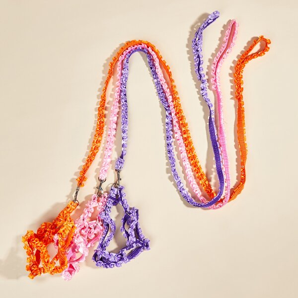 

1pc Random Frill Decor Pet Harness & 1pc Pet Leash, Multicolor