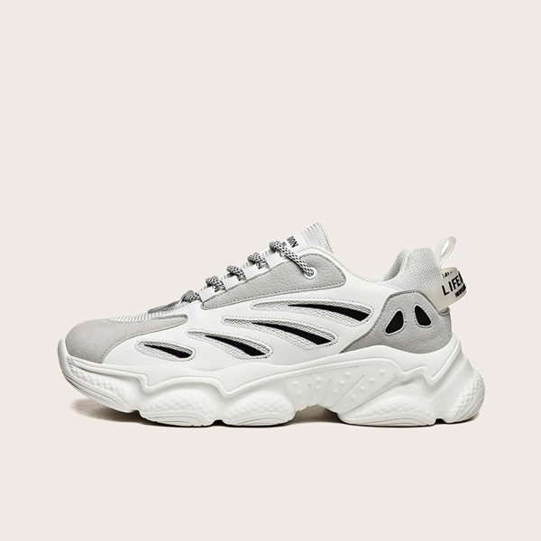 

Men Lace-up Front Mesh Panel Sneakers, White