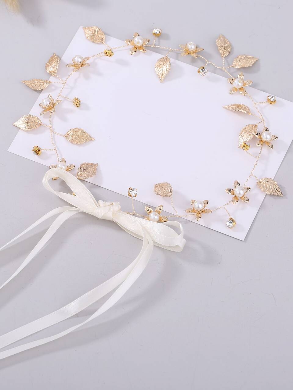 Faux & Leaf Faux Pearl Decor Headband Boho Tiaras Wedding Headpiece Valentine's Day Accessories