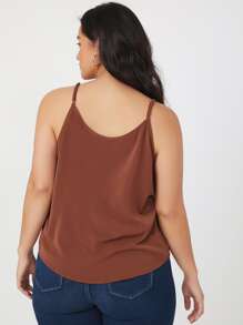 SHEIN BASICS Plus Solid Cami Top - Rust Brown - View 2