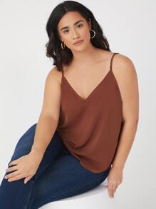 SHEIN BASICS Plus Solid Cami Top - Rust Brown - View 4