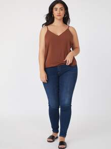 SHEIN BASICS Plus Solid Cami Top - Rust Brown - View 5