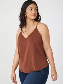 SHEIN BASICS Plus Solid Cami Top - Rust Brown - View 6