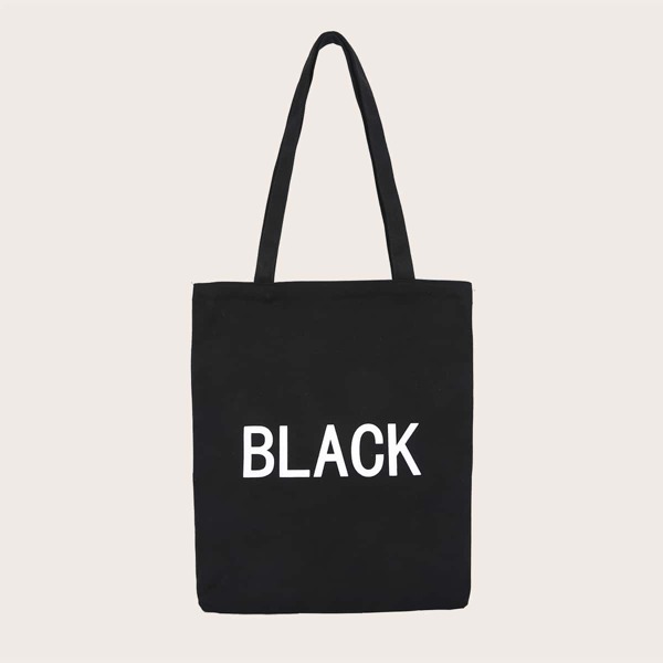 

Letter Graphic Shopper Bag, Black