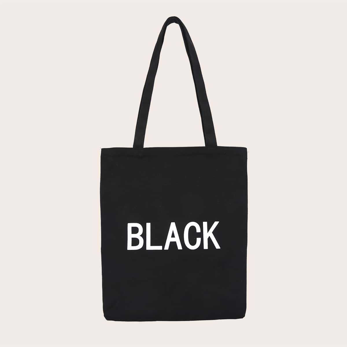 

Letter Graphic Shopper Bag, Black