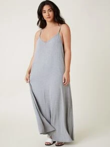SHEIN BASICS Vestido de tirantes de cuello V - Gris - Ver 1